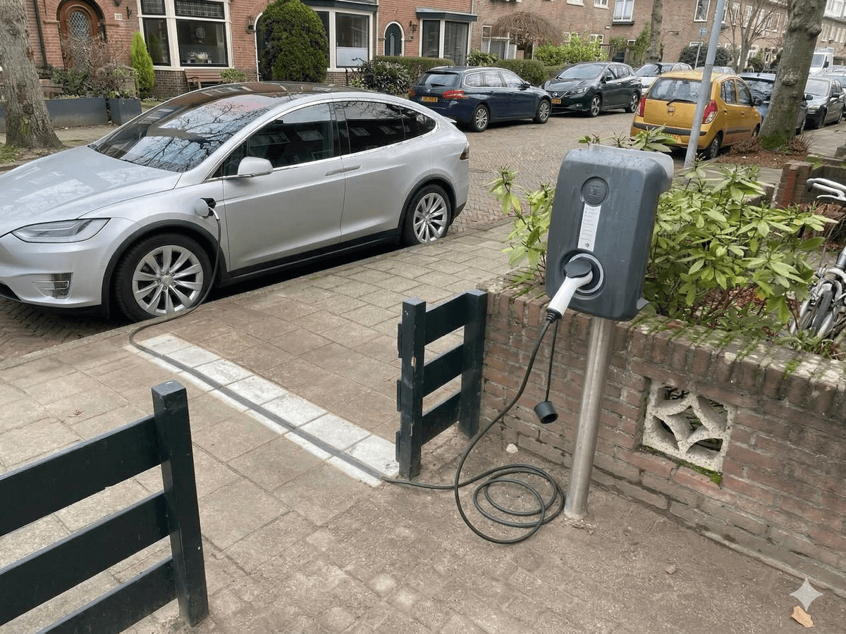 Kabelgoottegel verzonken in stoeptegel